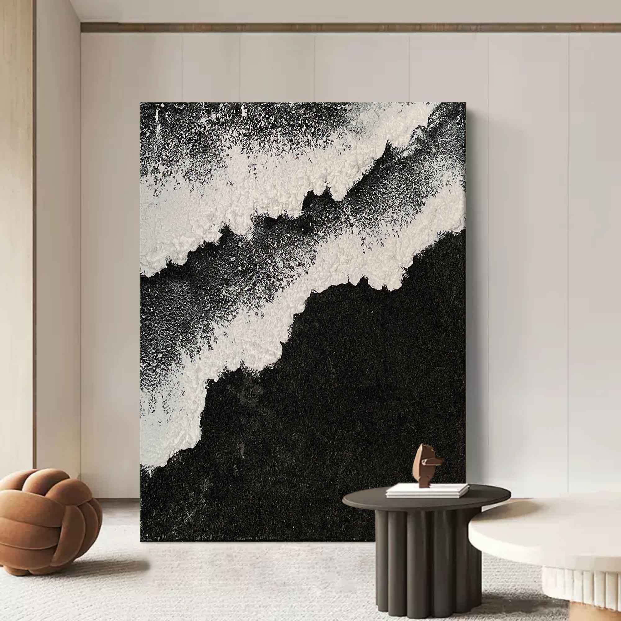 Black And White Wave Textured Wall Art