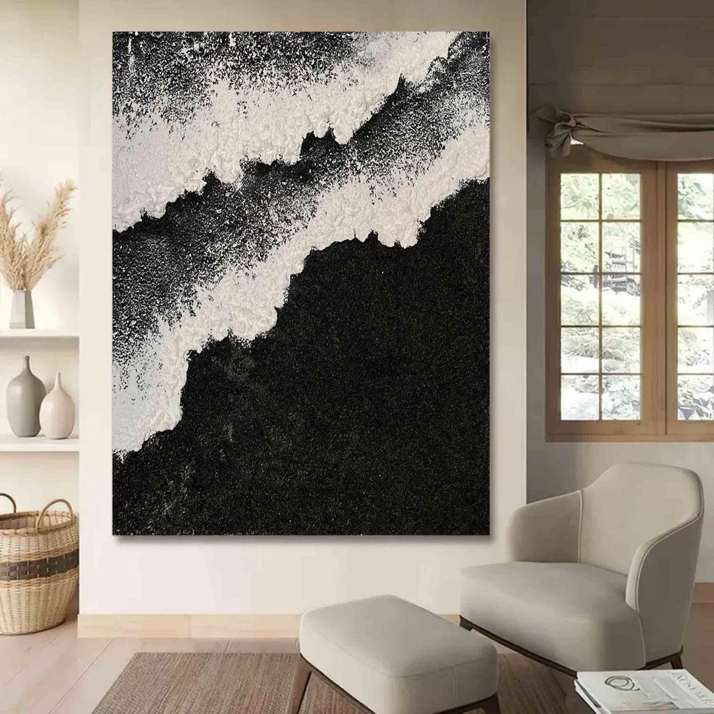Plaster Art Black White Textured Painting