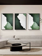 Set of 3 Green Textured Triptych Painting