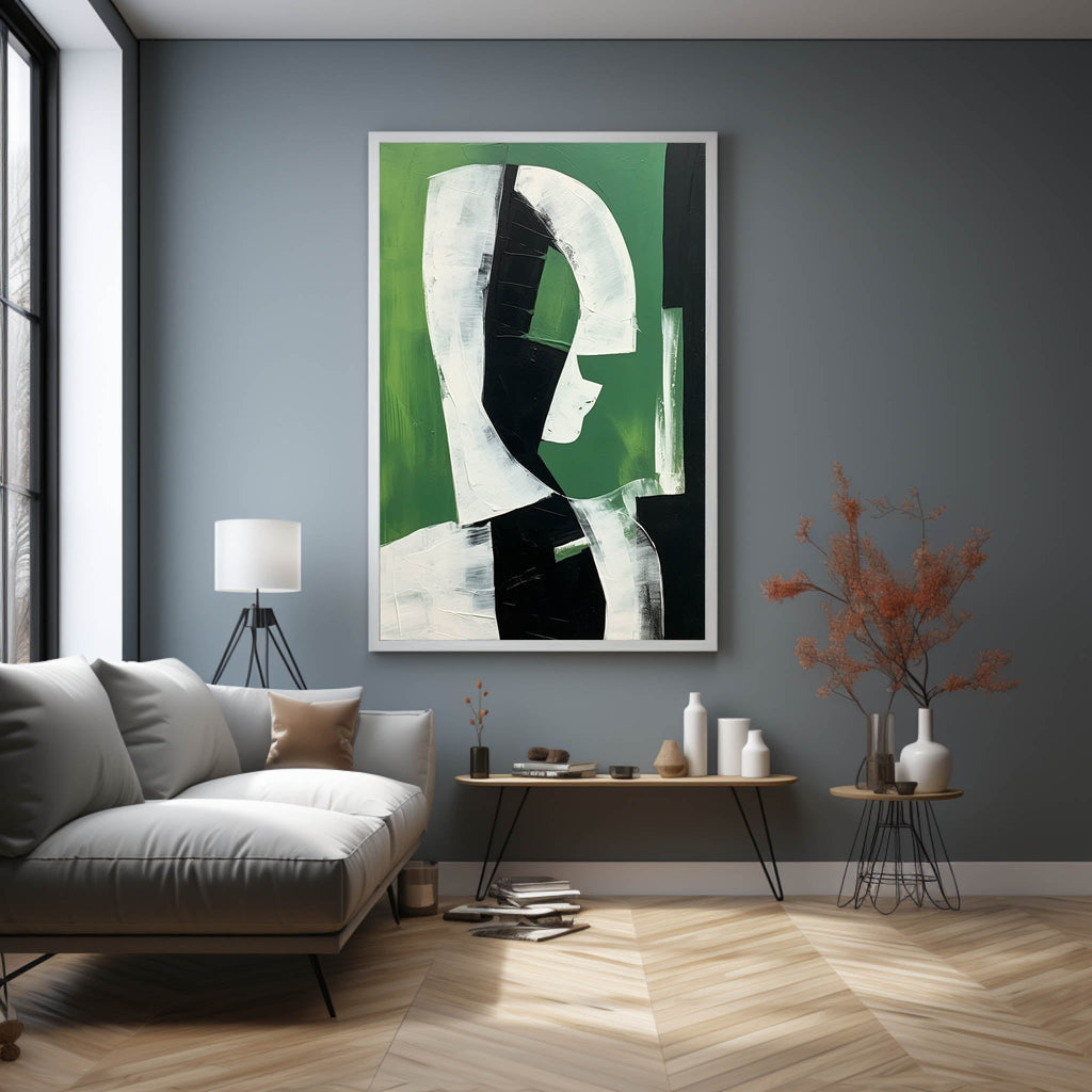 Dark Green Minimalist Figure Wall Art Luxury Decor