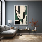 Dark Green Minimalist Expressive Figure Wall Art