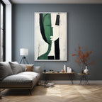 Modern Abstract Female Portrait Painting Green Black