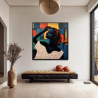 Vibrant Cubist Portrait of a Woman Painting