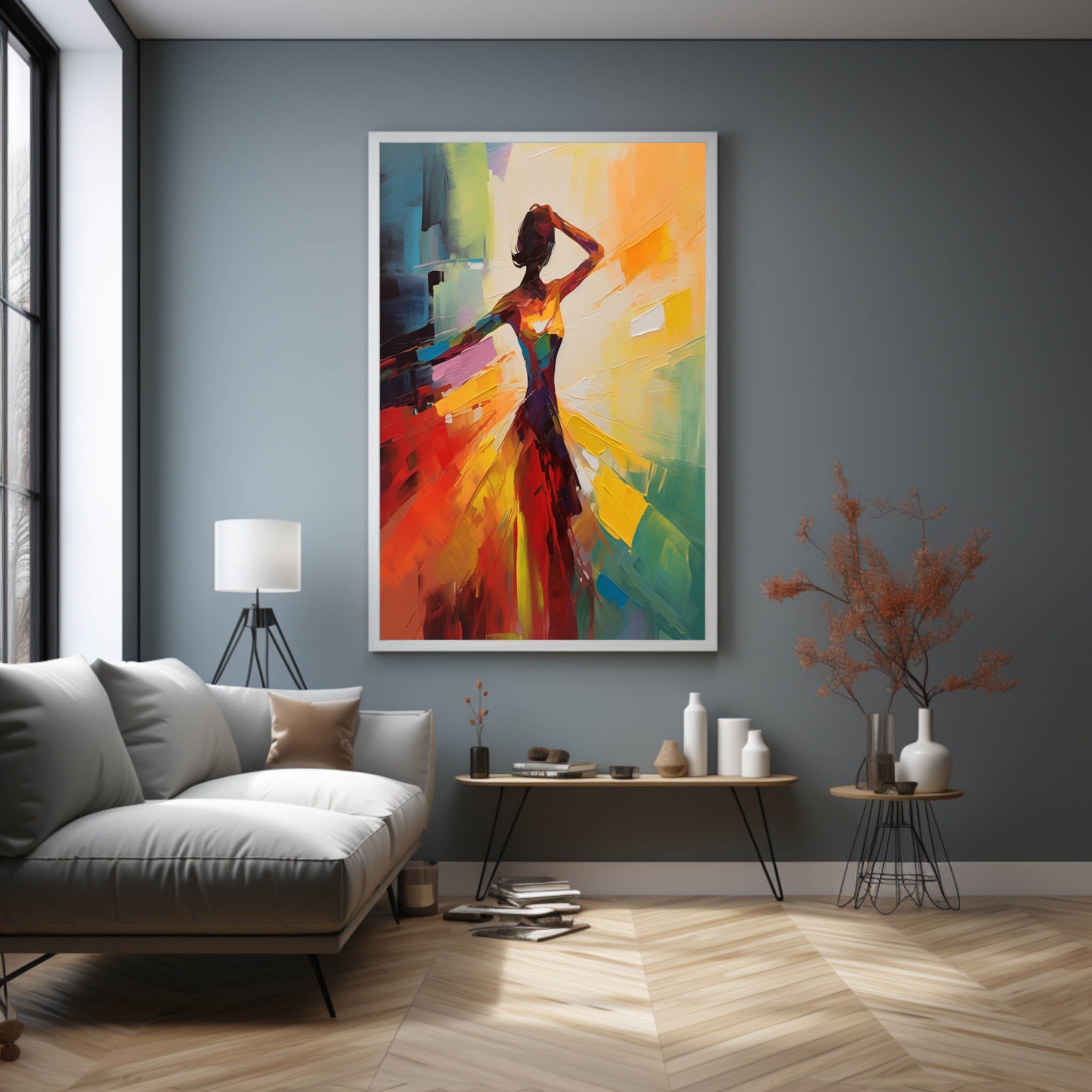 Palette Canvas Art Vibrant Abstract Dancer Painting Colorful Impasto