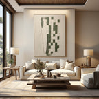 Emerald Green Checkered Abstract Painting