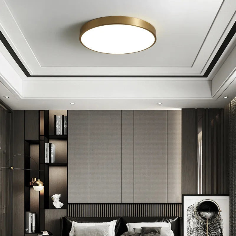 Arisha Nordic LED Gold Round Ceiling Light, Metal &