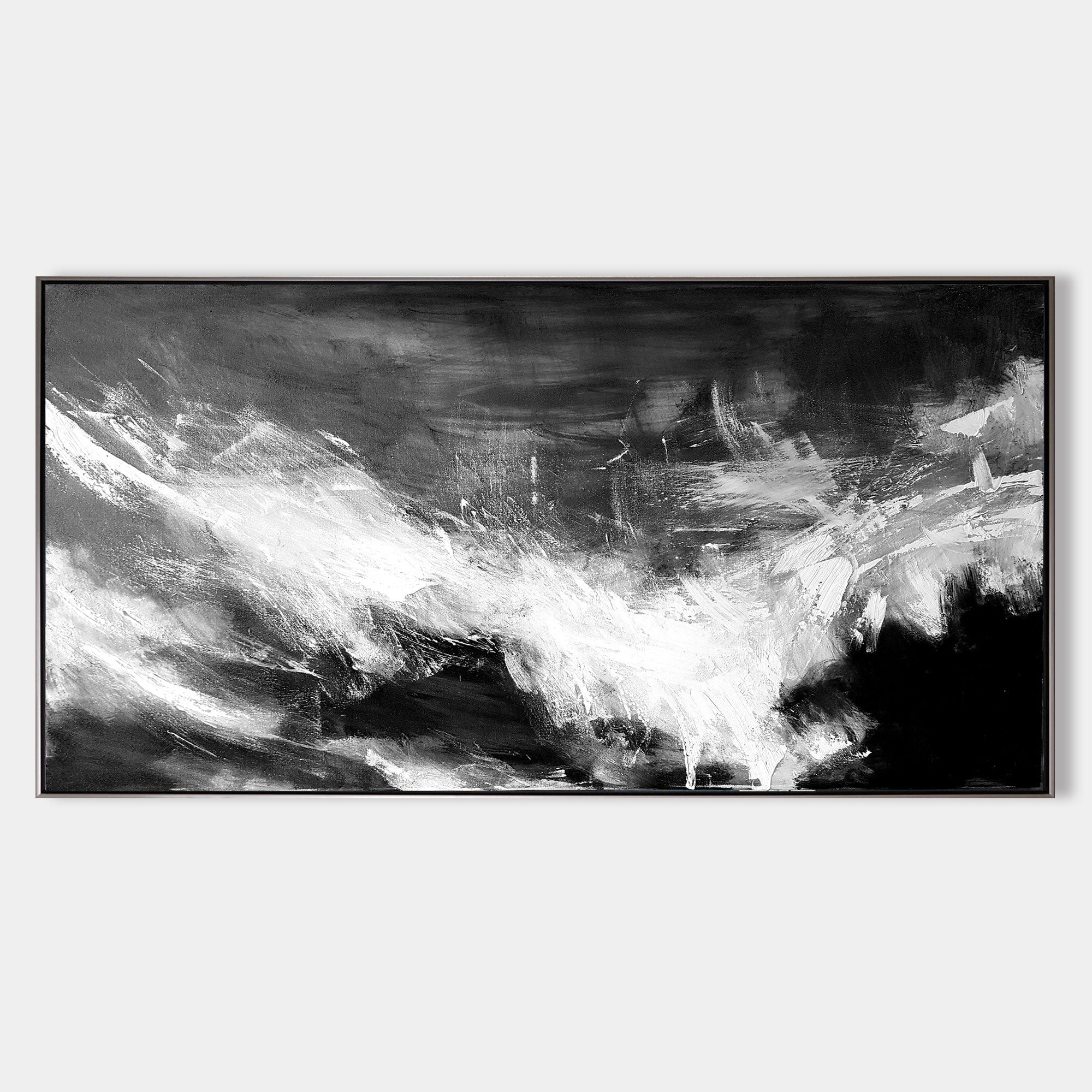 Monochrome Wave Abstract Painting