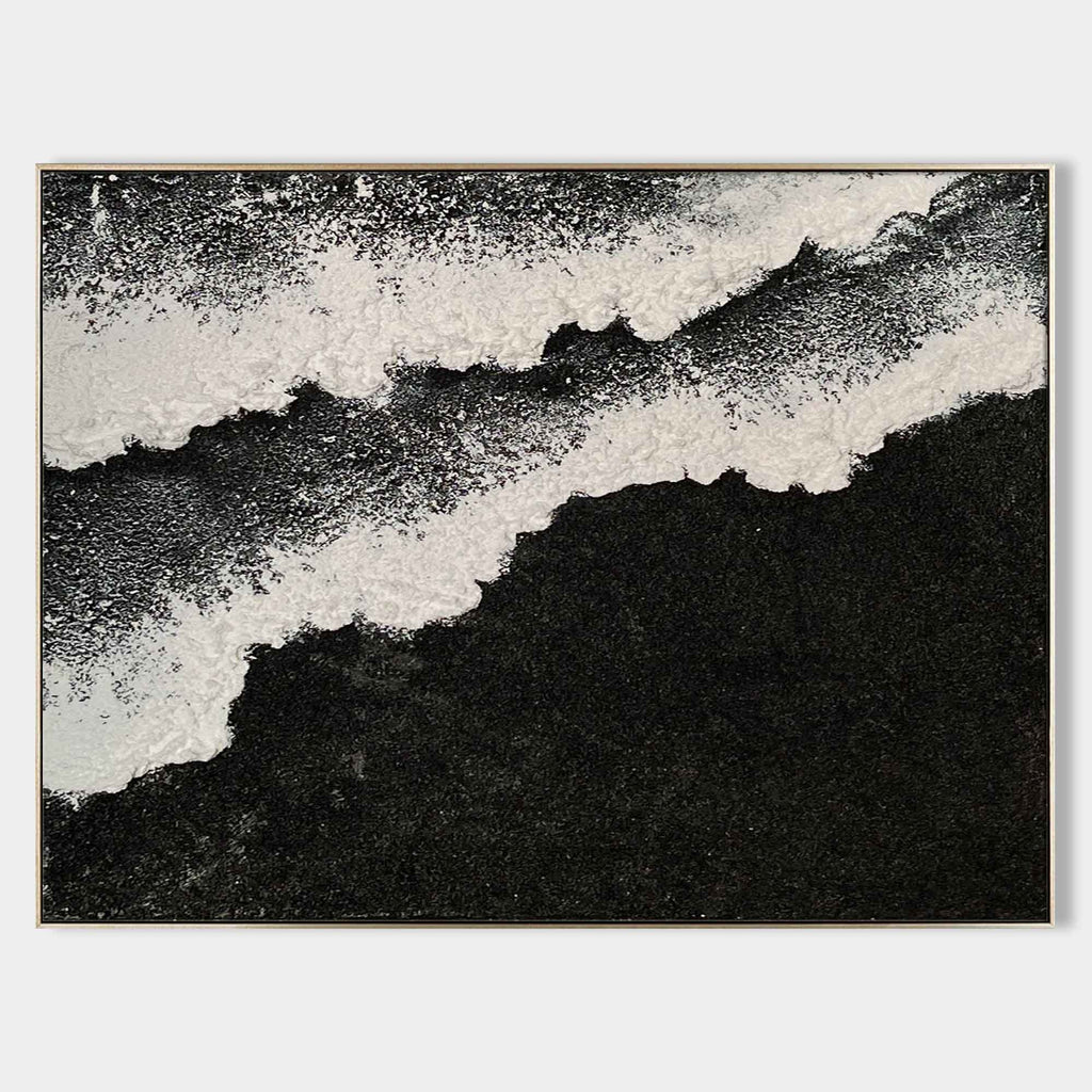 Black And White Wave Textured Wall Art