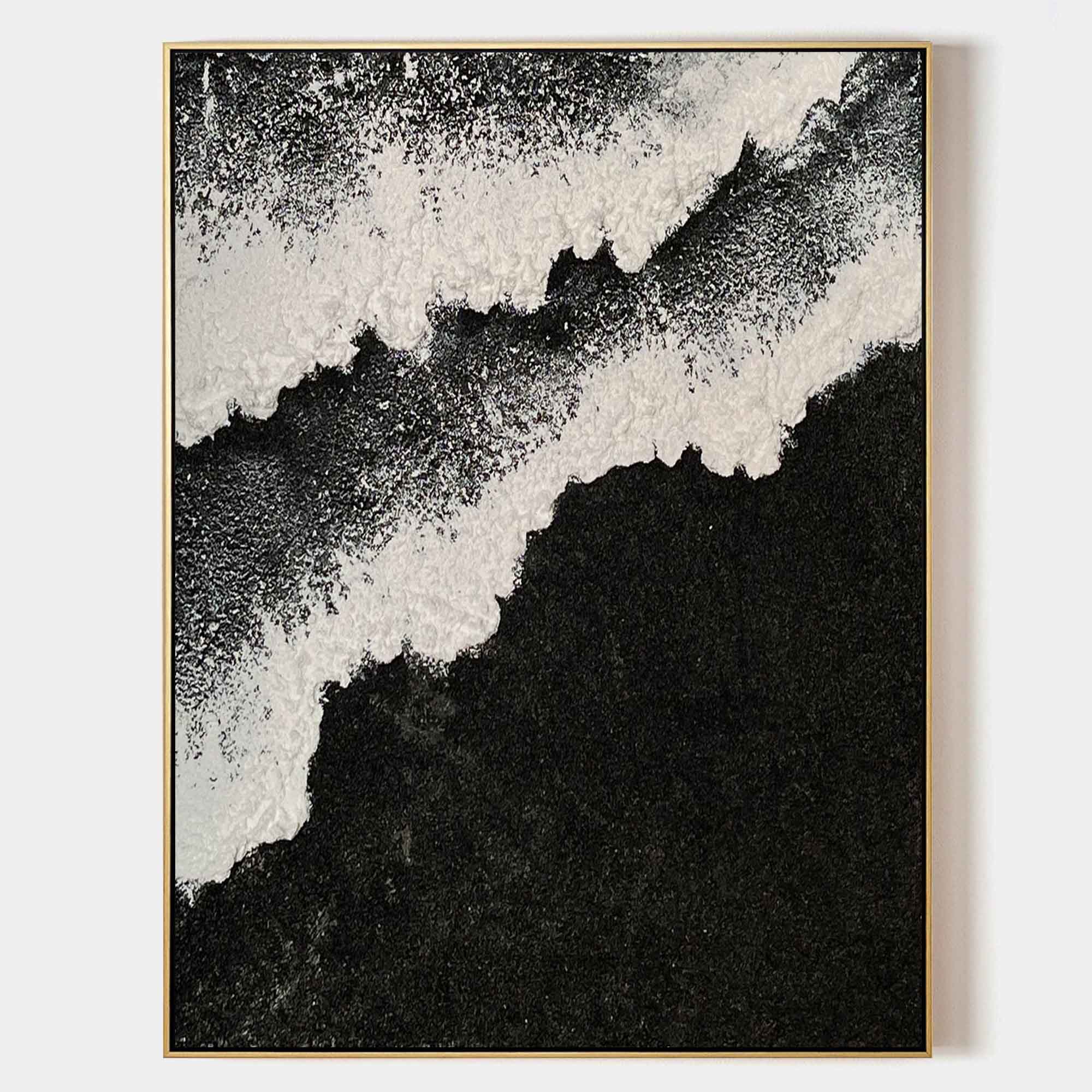 Black And White Wave Textured Wall Art