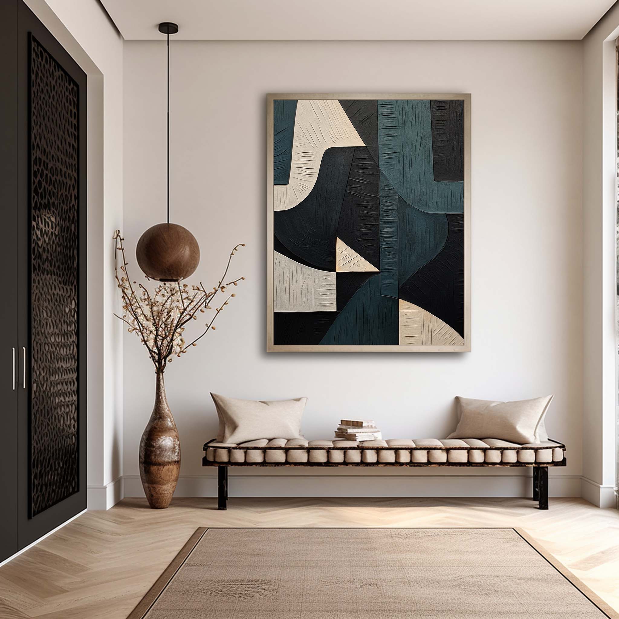 Modern Geometric Wall Art Textured Minimalist Painting