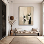 Neutral Geometric Abstract Oil Painting