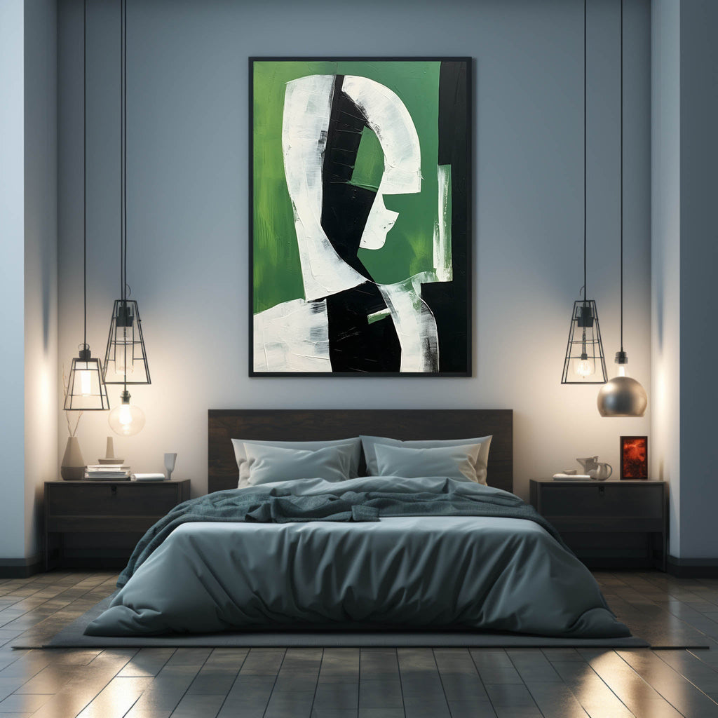 Dark Green Minimalist Figure Wall Art Luxury Decor