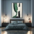 Modern Abstract Female Portrait Painting Green Black