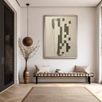Emerald Green Checkered Abstract Painting