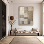 Neutral Geometric Abstract Bas-Relief Painting