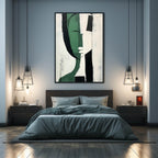 Modern Abstract Female Portrait Painting Green Black