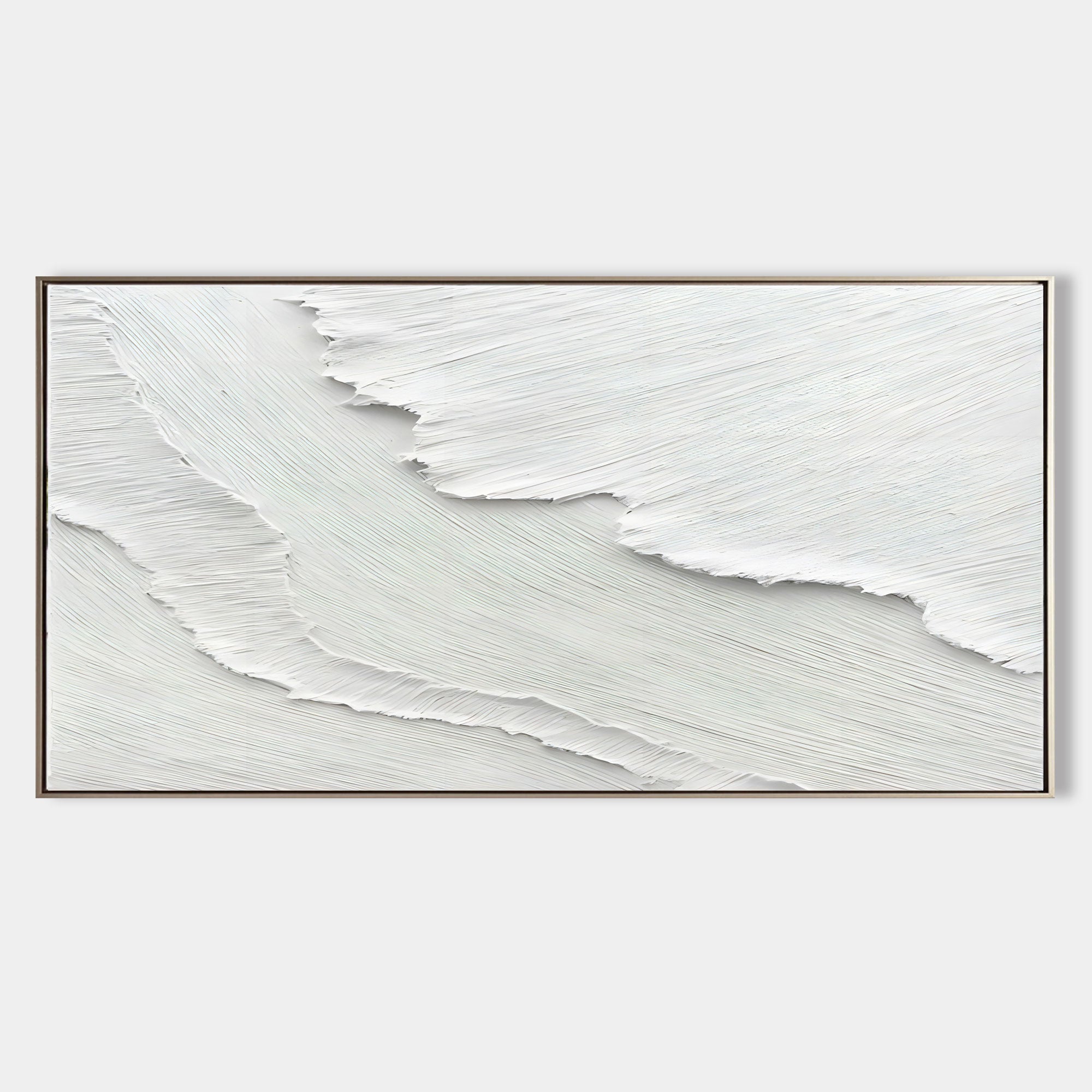Minimalist 3D Textured White Wall Art Ocean Waves Painting
