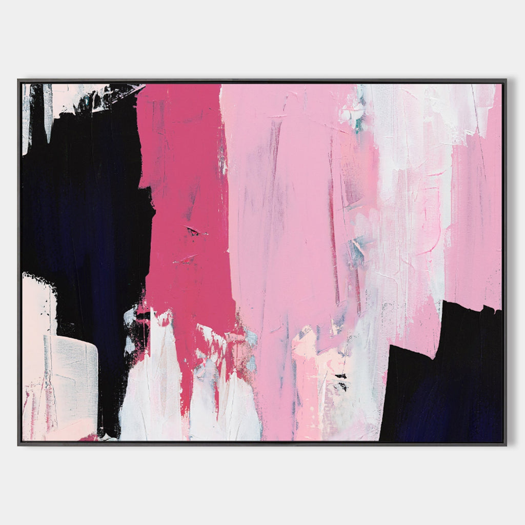 Bold Pink & Black Abstract Painting