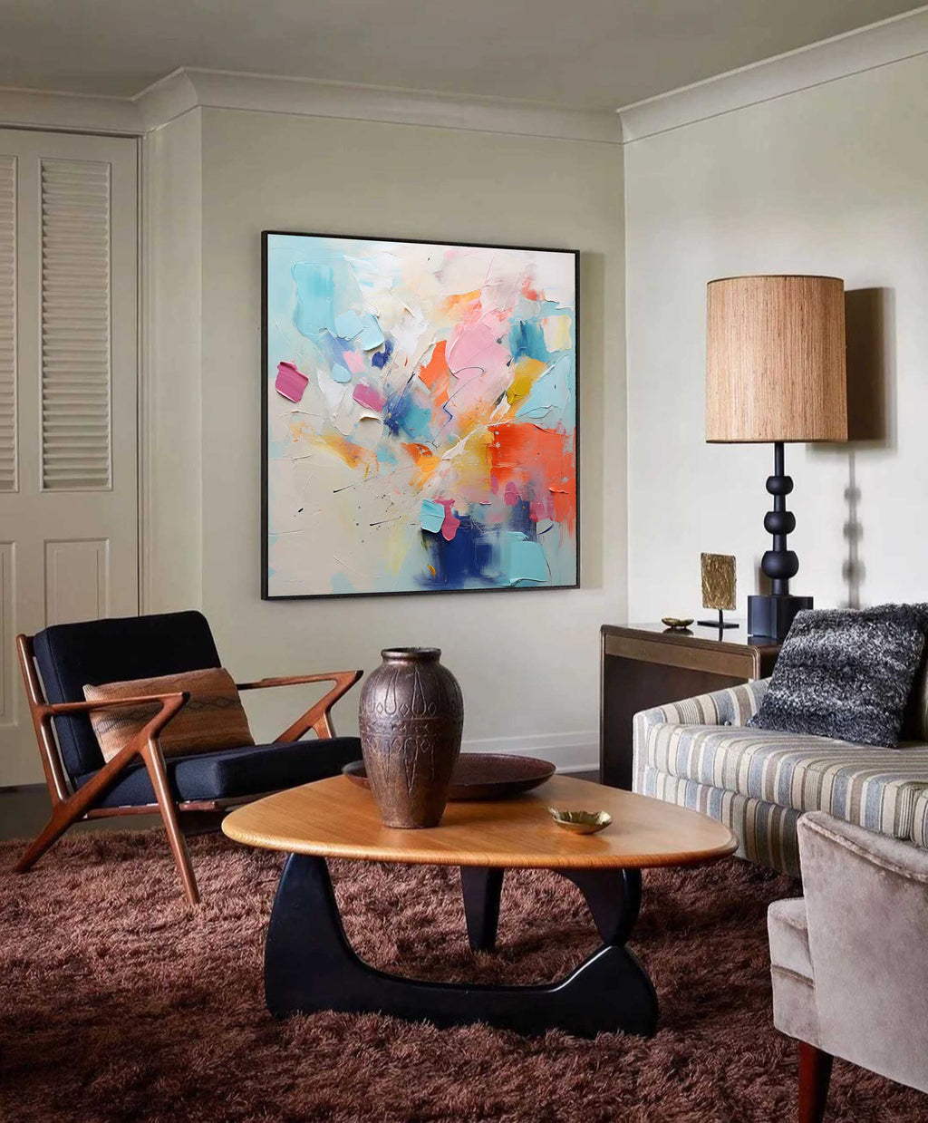 3D Textured Painting Vibrant Pastels Modern Wall Art