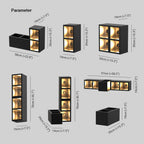Ray Modern Cube Square Metal/Glass Outdoor Wall Lamp, Black