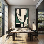 Dark Green Minimalist Expressive Figure Wall Art