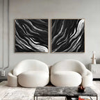 Wall Art Abstract Motion Deep Black Artistic Linen