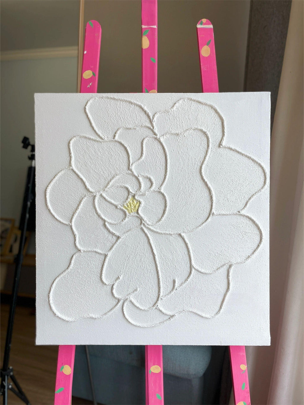 Plaster Art Texture White Textured Flower Painting