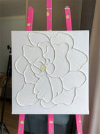 Plaster Art Texture White Textured Flower Painting