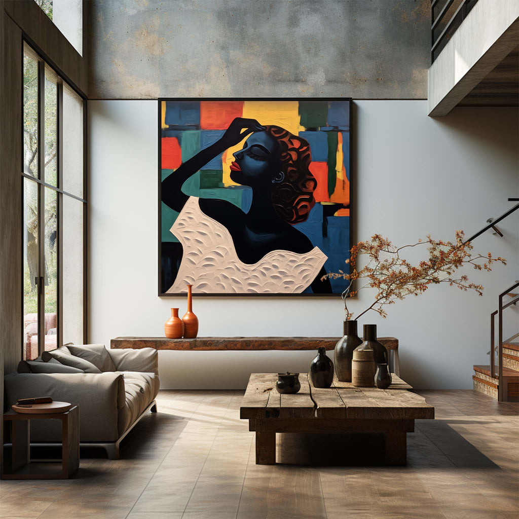 Vibrant Cubist Portrait of a Woman Painting