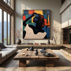 Vibrant Cubist Portrait of a Woman Painting
