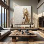 Wabi-Sabi Wall Art Textured Horse Portrait Painting