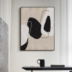 Minimalist Black Beige Abstract Oil Painting