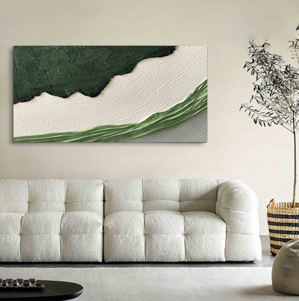 Green White Landscape 3D Textured Painting