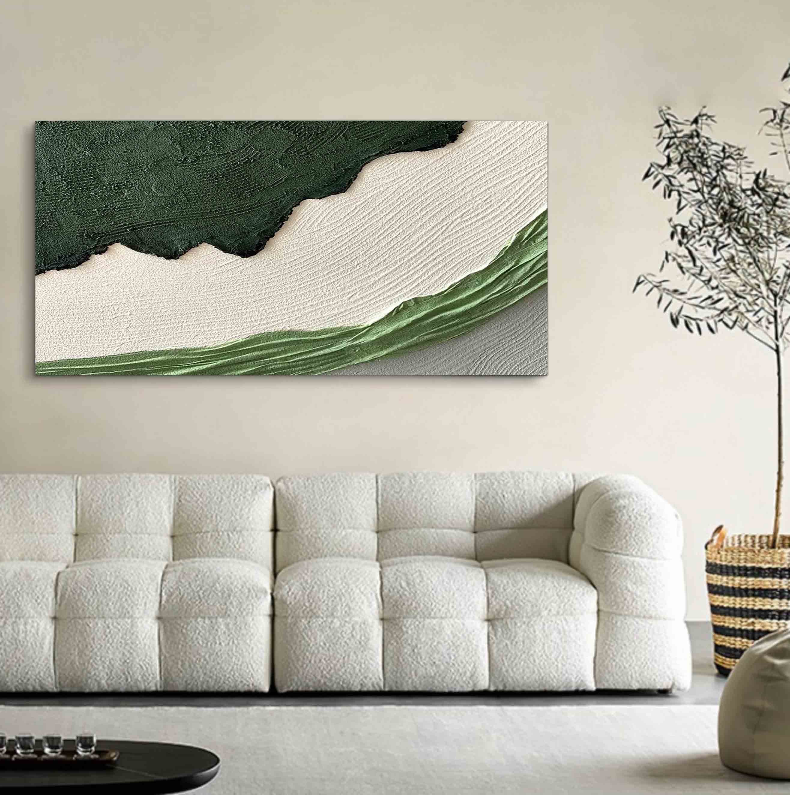 Green White Landscape 3D Textured Painting