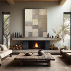 Neutral Geometric Abstract Bas-Relief Painting