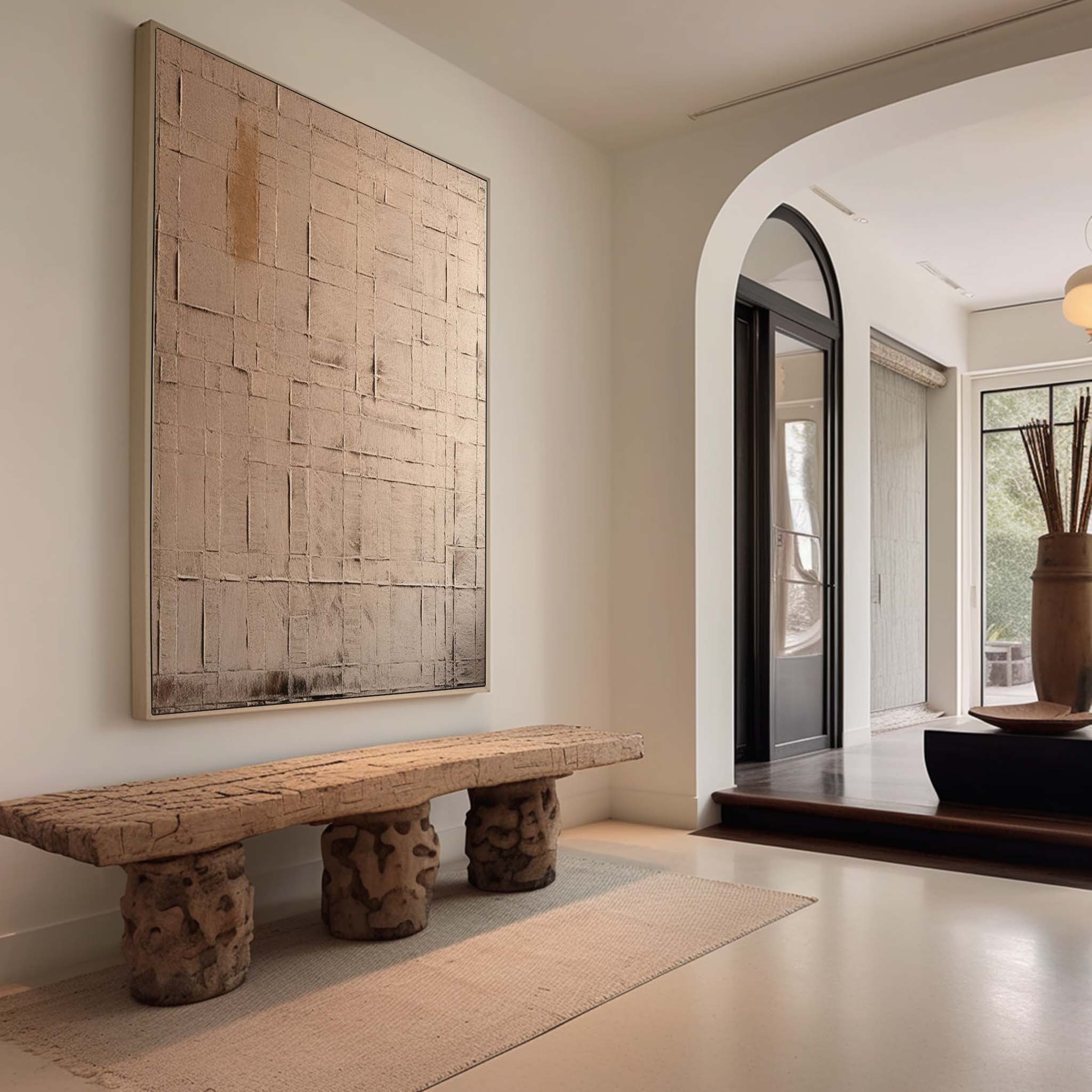Wabi-Sabi Neutral Grid Texture Painting