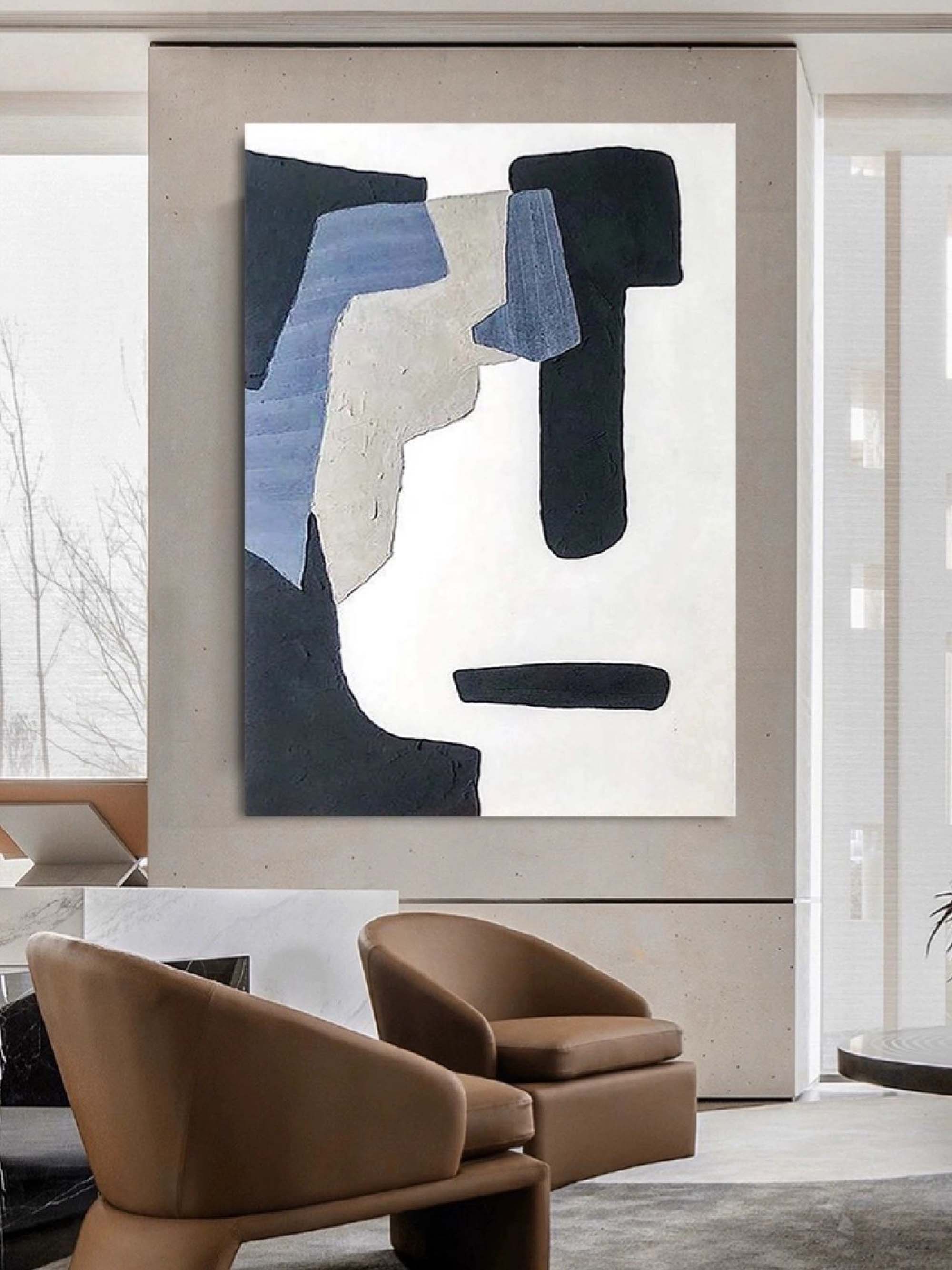Wabi-Sabi Wall Art Geometric Block Abstract Painting