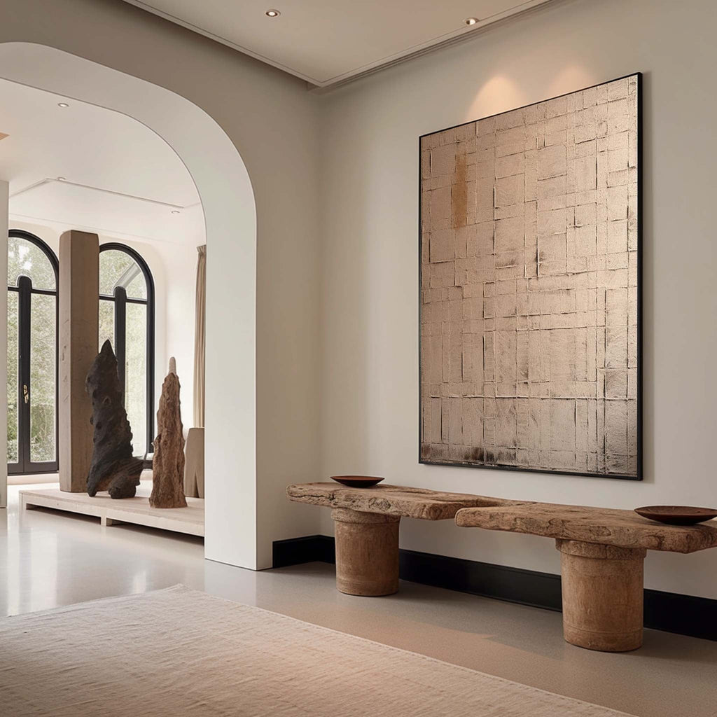 Wabi-Sabi Neutral Grid Texture Painting
