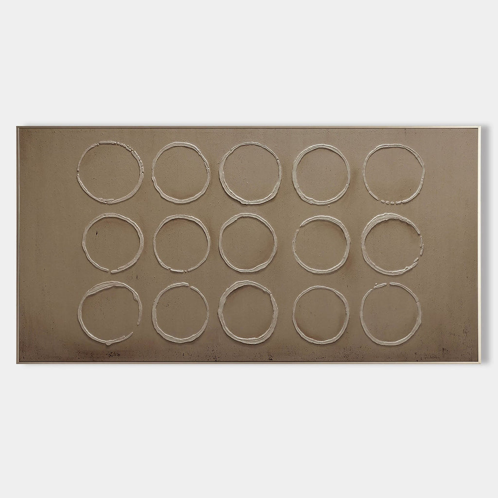 Wabi-Sabi Minimalist Circular Grid Textured Wall Art