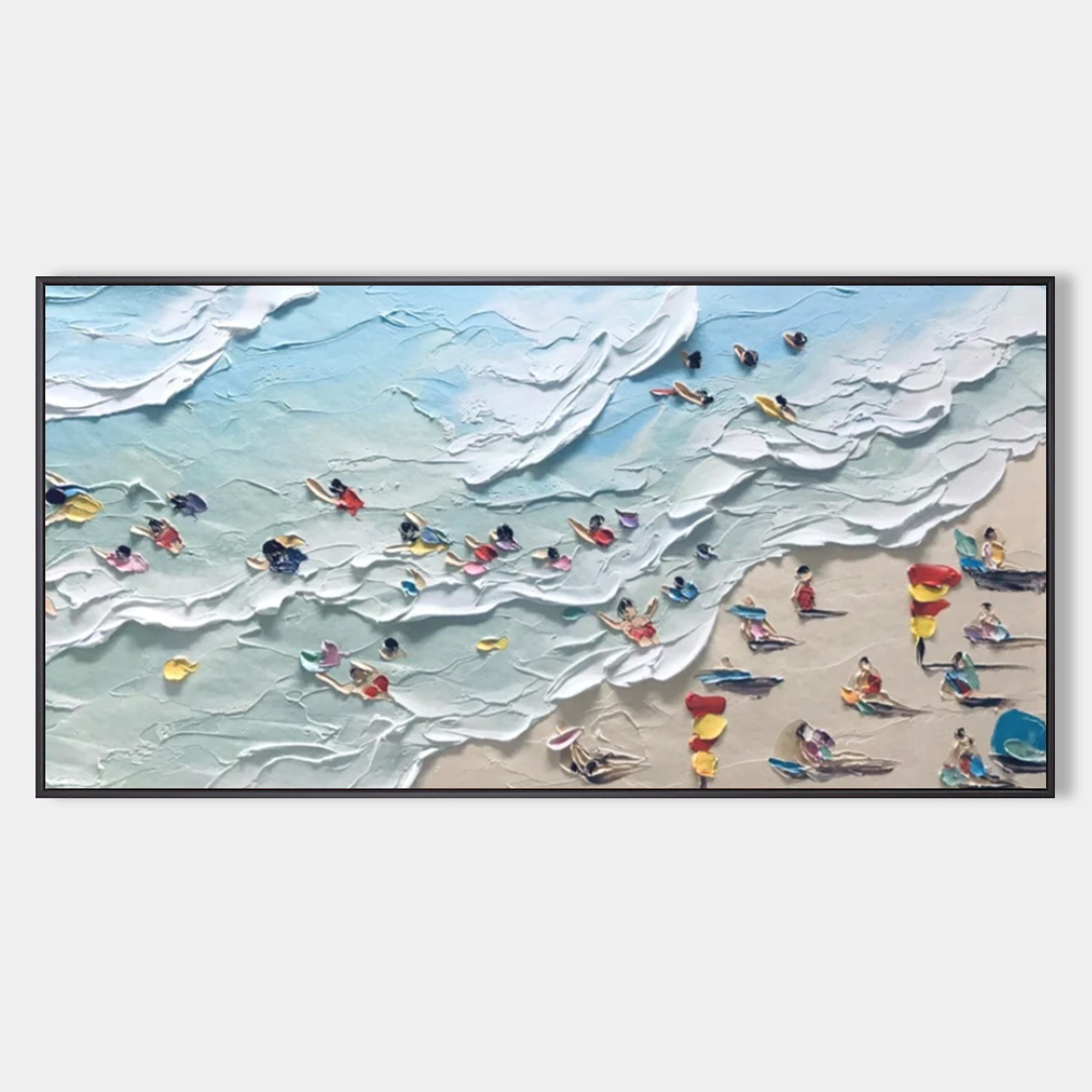 Aerial Beach Scene Impasto Painting