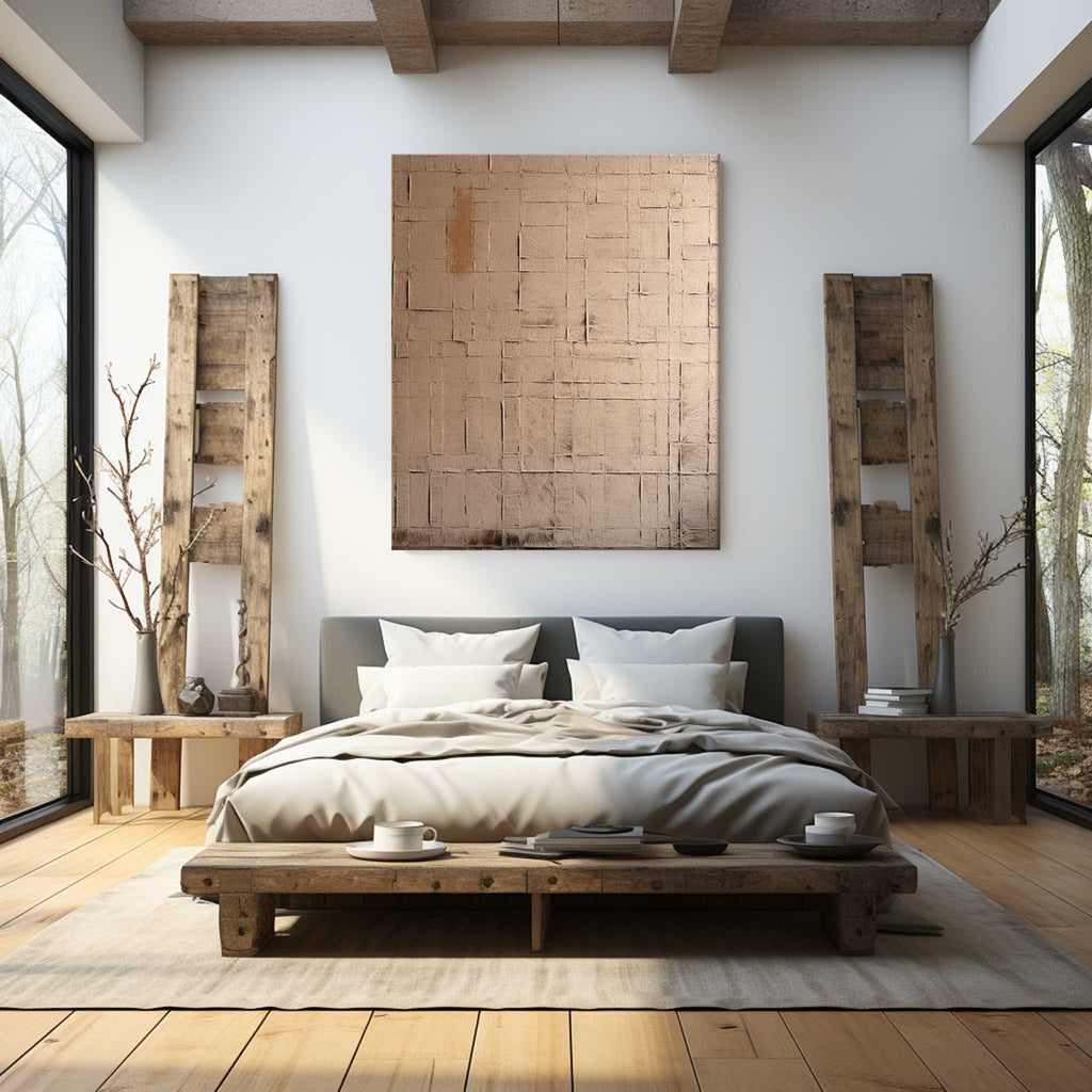 Wabi-Sabi Neutral Grid Texture Painting