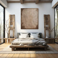 Neutral Toned Textured Grid Pattern Oil Painting