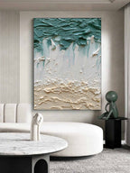 Textured Coastal Wave Impasto Painting