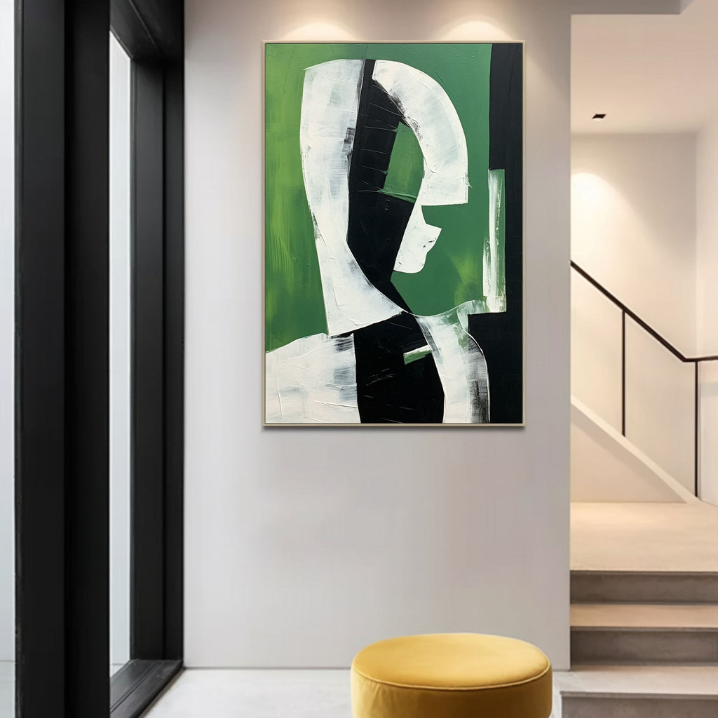 Dark Green Minimalist Figure Wall Art Luxury Decor