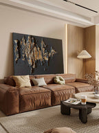 Black & Gold Impasto Abstract Painting