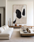Minimalist Black Beige Abstract Oil Painting