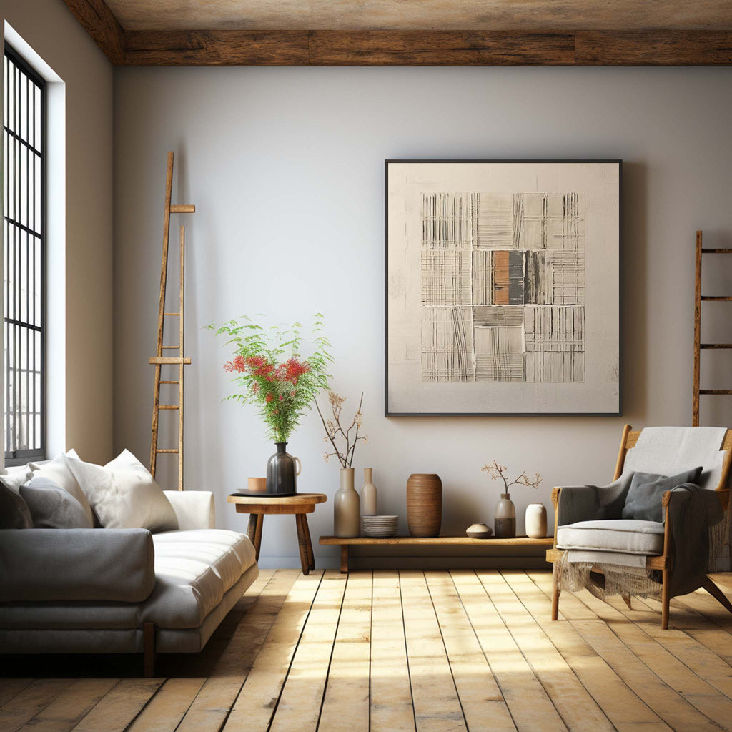 Neutral Geometric Textured Painting