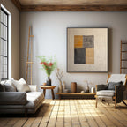 Wabi-Sabi Wall Art Textured Geometric Block