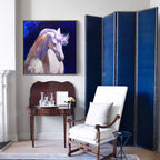 Lavender Mane White Horse Oil Painting
