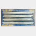 Silver Stripes Abstract Oil Painting Blue Gold